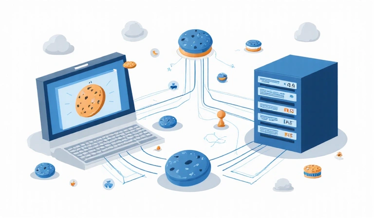 Illustration von Cookies und Datenfluss